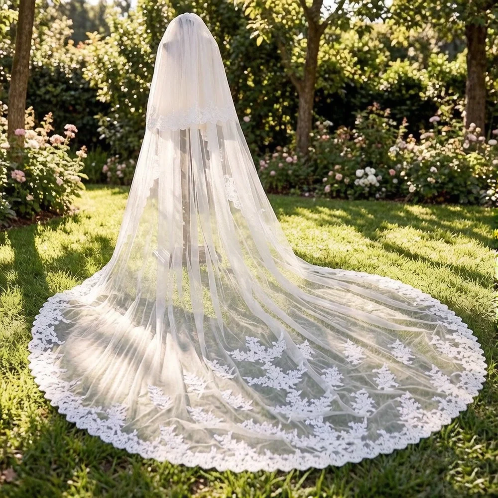 Lace Edge 3.5M Cathedral Wedding Veil - Ivory